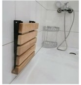 Resim Ahşap Katlanabilir Duvara Monte Duş Taburesi 32X37 5 Meşe Rengi 