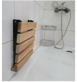 Resim Ahşap Katlanabilir Duvara Monte Duş Taburesi 32X37 5 Meşe Rengi 