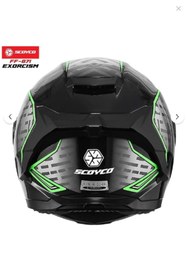 Resim Scoyco FF-871 Exorcısm Güneş Vizörlü Şeffaf Cam Kapalı Motosiklet Kaskı Beyaz - Siyah - Yeşil 