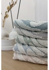 Resim 2'li Zemini Renkli %100 Pamuk Ayak Havlusu Mint 