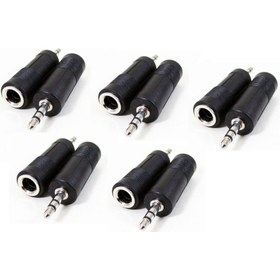 Resim 3.5mm Erkek To 6.35MM Dişi Stereo Kulaklık Adaptör Bağlayıcı Dönüştürücü 5 Adet 