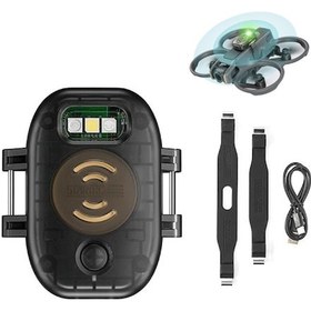 Resim Folinda Drone Gece Uçuş Işığı: Şarj Edilebilir Led Flaş, Çarpma Alarmı, 120db Ses, 4 Saat Pil, Farklı Drone Modelleri İçin Sabitleme Kayışı 