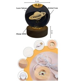 Resim 3d Kristal Cam Küre Ahşap Kaideli Gece Lambası - Unicorn 