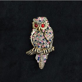 Resim Sevgiliye Hediye Baykuş Swarovski Taşlı Elmas Montür Broş 