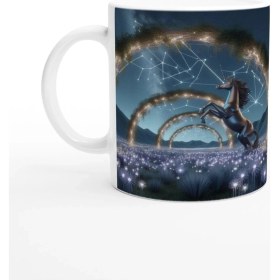Resim Yay Burcu Baskılı Kahve Kupası - Ay Işığında Zodyak Bahçesi Vs2 