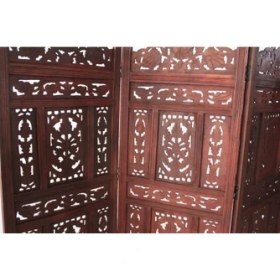 Resim Periboia Ahşap Maun Rengi El Oyması Paravan 