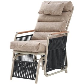 Resim Rehome Space Ahşap Kollu Minderli Bahçe Koltuğu Bahçe Sandalyesi Cappuccino 