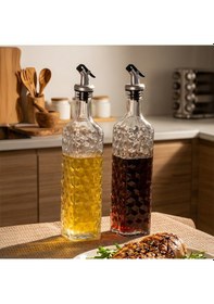Resim Porsima Dhz90116-1 2li Sızdırmaz Kapaklı Cam Yağlık Sirkelik Yağdanlık 500ml 