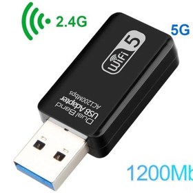 Resim Springsun 1200mbps Çift Frekanslı 2.4/5.8ghz Usb3.0 Kablosuz Wifi Alıcısı - Geniş Kapsama, Hızlı Erişim - Windows/linux/mac Uyumlu Siyah Karta 