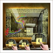 Resim GLOBAL LED MIRROR 60x80 Cm Günışığı Ledli Tasarım Kumlamalı Dokunmatik Bluetoothlu Buğu Önleyicili Makyaj Banyo Aynası 