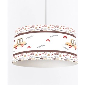 Resim instababyrooms Renkli Araba Desenli Çocuk Odası Dijital Baskılı Sarkıt Avize 