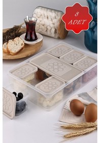 Resim Mithra Life 8 Adet Krem Kapaklı Kahvaltılık Seti Saklama Kabı Mıt1164 Krem 