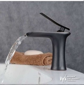 Resim Kısa Şelale Lavabo Bataryası Siyah 