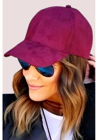 Resim Unisex Vegan Süet Şapka Bordo 