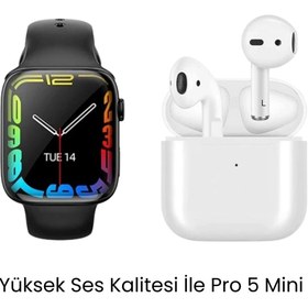 Resim sanalticaretiniz Watch 7 Serisi Akıllı Saat ve Pro 5 Mini Bluetooth Kulaklık 