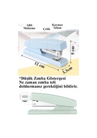 Resim Açık Yeşil Zımba Makinesi No:10 Ve Delgeç 1 Adet Küçük Zımba Makinası Ve Teli Kağıt Delgeci Perfaratör Büro Ofis Okul 