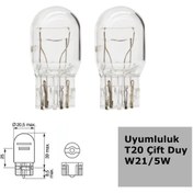 Resim 3 Tıkla W21 Tip 5W Çift Duylu Halojen Ampul 12V 2 Adet 