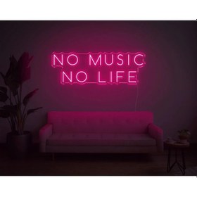 Resim No Music No Lıfe Yazılı Neon Tabela Pembe 
