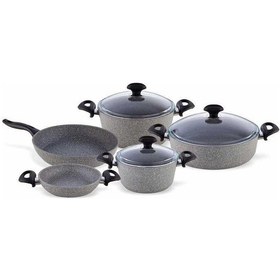 Resim Tantitoni Gri 8 Parça Granitte Granit Tencere Seti Gri 