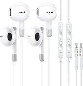 Resim 2'li paket kablolu kulaklık, 3,5 mm kulak içi kulaklık, Samsung için, mikrofonlu, yüksek çözünürlüklü kulaklık, iPhone, Samsung, iPad, Xiaomi, MP3, Huawei vb. için ses seviyesi ayarlı kulaklık, 3,5 mm 