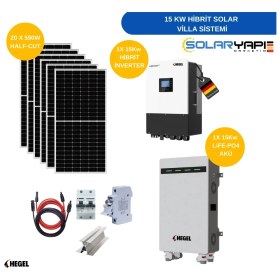 Resim Hegel Villa Güneş Enerjisi Hazır Paket Sistem -15KW Hibrit Güneş Paneli Sistemi 