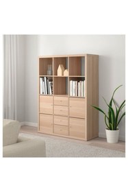 Resim IKEA KALLAX, açık raf ünitesi, ağartılmış meşe görünümlü, 112x147 cm 