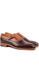 Resim Zerbay Kangto Kösele Taban Desenli Deri Erkek Klasik Ayakkabı Monkstrap Loafer 