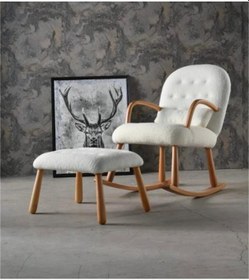 Resim Sallanan Sallanır Koltuk Ahşap Dinlenme Baba Emzirme Kitap Tv Koltuğu Puflu Sandalye Kanepe Berjer 