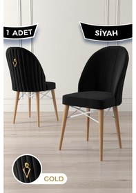 Resim Canisa Ritim Serisi, 1.sınıf Babyface Kumaş, 1 Adet Siyah Sandalye, Doğal Ahşap Ayak, Beyaz Kafesli Sandalye Siyah Ayaklar Doğal Ahşap 
