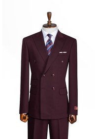 Resim İlayda Emir Luxury, İtalyan Kesim,slim Fit, Kruvaze, Erkek Takım Elbise Bordo 