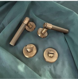 Resim Sare Mat Antik Sarı Rozetli Wc Banyo Kapı Kolu Elegant Model 