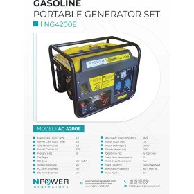 Resim NPower 4 kVA Monofaze Portatif Benzinli Jeneratör NG4200E 
