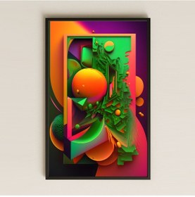 Resim Neon Geometrik Soyut Sanat Şeffaf Pleksi Tablo 