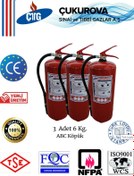 Resim CTG 3 Adet Yangın Söndürme Tüpü/6 Kg ABC KÖPÜK /Askı Aparatı/Fosfor Levha/Ev,Ofis,Otel,Hastane,Okul 