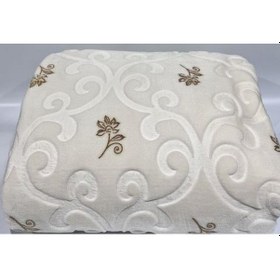 Resim Merinos Pırıltı Embos Çift Kişilik Battaniye Krem Krem 