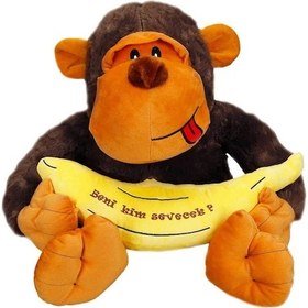 Resim 1518 Peluş Goril Oturan Muzlu 50 Cm 
