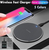 Resim Kablosuz Cep Telefonu Şarj Cihazı Evrensel Masaüstü Ultra-ince Yuvarlak Alüminyum Alaşım İphone Uyumlu Samsung Android İçin Şarj Dock İstasyonu 