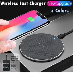 Resim Kablosuz Cep Telefonu Şarj Cihazı Evrensel Masaüstü Ultra-ince Yuvarlak Alüminyum Alaşım İphone Uyumlu Samsung Android İçin Şarj Dock İstasyonu 