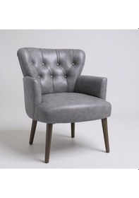 Resim Roma Berjer - Modern Tekli Koltuk - Deri Kumaş - Gri 