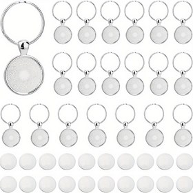 Resim 1 Takım 20 Adet Çinko Alaşımlı Anahtarlık Yapım Seti, Demir Halkalı Cam Kaboşonlu Takı Malzemeleri ve Anahtarlık Ayarları İçeren 