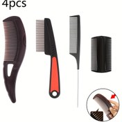 Resim 4 Adet Anti-Dandruff Saç Bakım Seti - Paslanmaz Çelik İnce Dişli Kaşık, Dandruff Temizleme İçin Boş Dişli Kaşık ve Saç Kaşımı - Yeniden Kullanılabilir Saç Üstü Bakım Aracı 