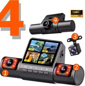 Resim gaman 1080P Dash Cam Full Hd Araç içi Kamera Ön Arka ve İç Kayıt 4 Kamera Gece Görüşlü G Sensör Geniş Açı 