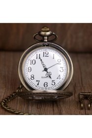 Resim keyfim shop Retro Tasarımlı Quartz Tren Kabartmalı Zincirli Köstekli Cep Saati 
