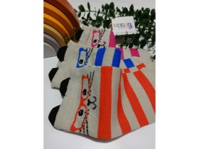 Resim Bebek Meselesi 3 Çift Sevimli Renkli Desenli Kadın Patik Çorap 