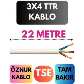 Resim Öznur 3x4 Ttr Kablo Metre Seçenekli Beyaz - 22mt 