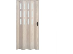 Resim Faran Dekorasyon 87 x 215 Akçaağaç Renk Camlı Pvc Akordiyon Katlanır Kapı - Frnakmodel-76 