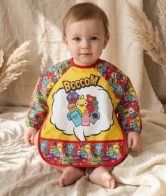 Resim Babydonat Boocom Monster Serisi Sıvı Geçirmez Uzun Kollu Bebek Mama Ve Aktivite Önlüğü - Blw Uyumlu Kırıntı Ce 