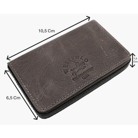 Resim Westpolo Eskitme Hakiki Deri Unisex Tek Bölmeli Kartlık - Gri-siyah Gri-siyah 