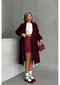 Resim Kadın Astarlı Bordo İthal Kaşe Kaban Dpnbg048 Bordo 