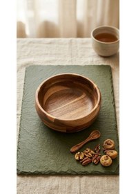 Resim Akasya Kase 25 Cm- Akasya Büyük Boy Kase Ve Sunumluk-mien Akasya Salata Kasesi 25 Cm Kahve Tonları 